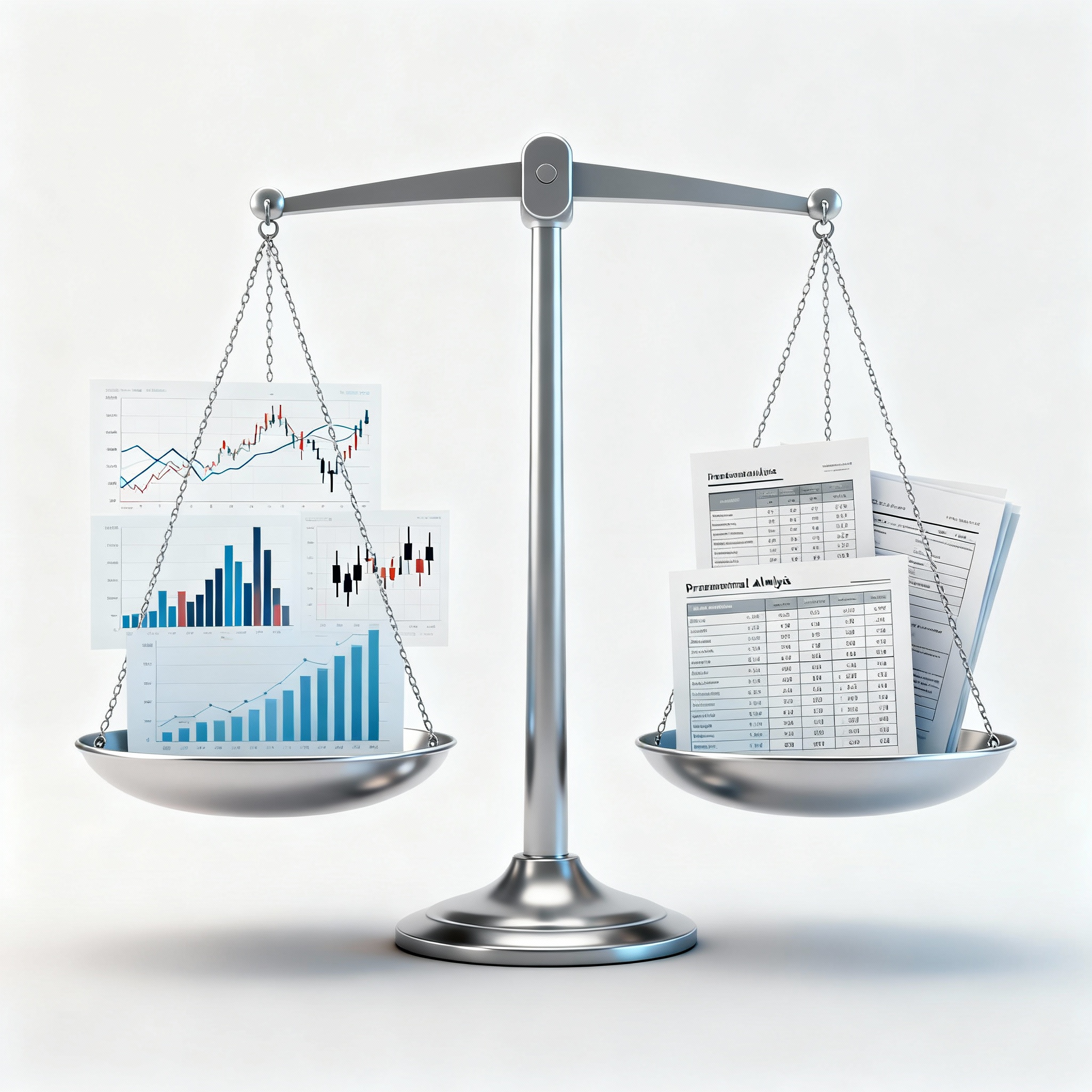A balance scale representing the two types of analysis.