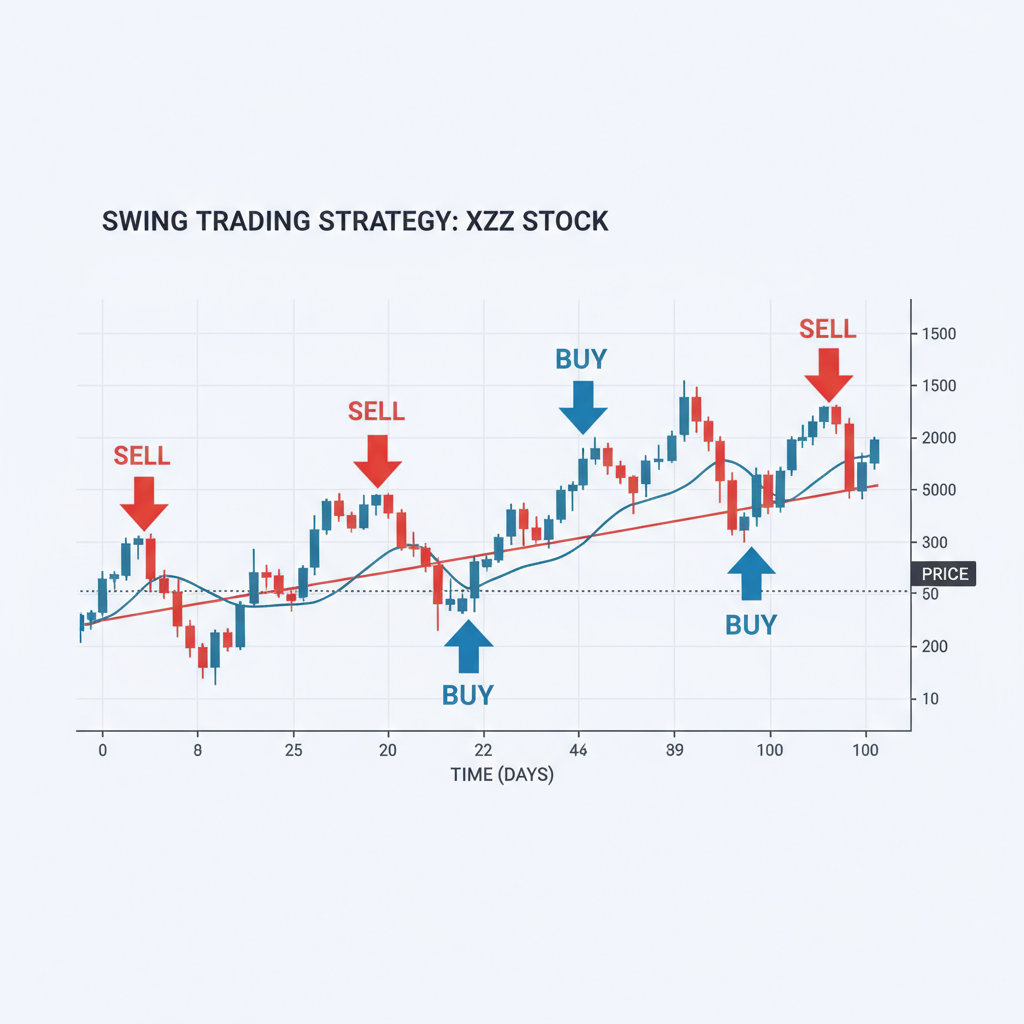 A stock chart showing a swing trade setup.