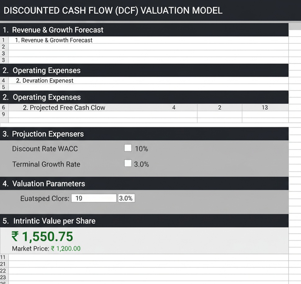 Image showing a complex financial model or valuation spreadsheet.
